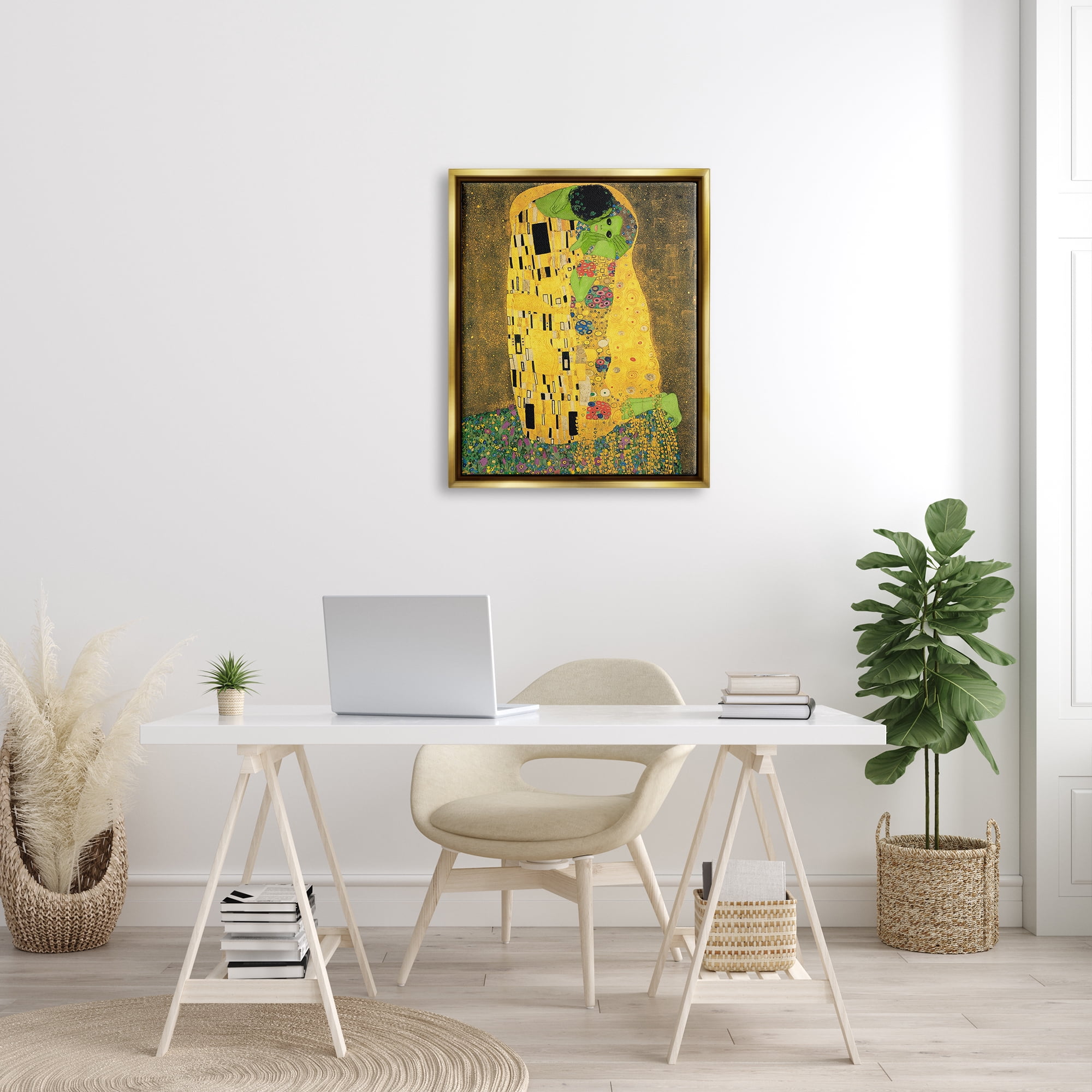 Stupell Industries Funny Classic Klimt Aliens Fairy Tales & Fantasy Painting Gold Floater Framed Art Print Wall Art