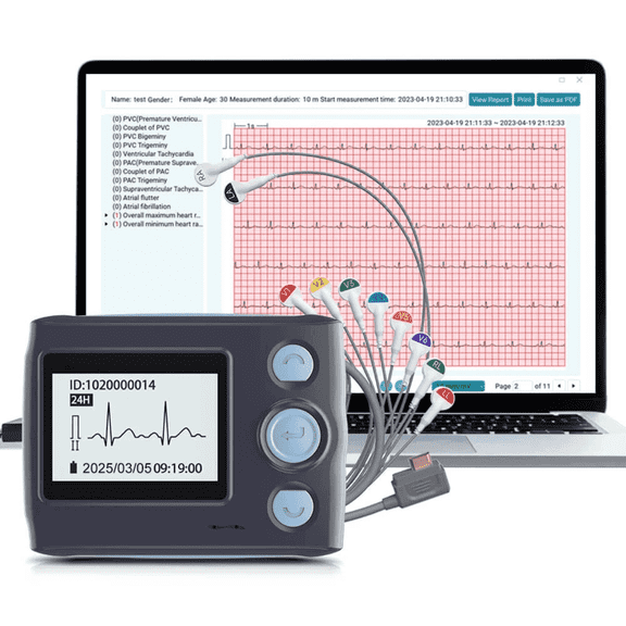 Open Box 8 Channel 12-Lead Portable Home Use ECG/EKG Machine with AI Analysis & PC Software