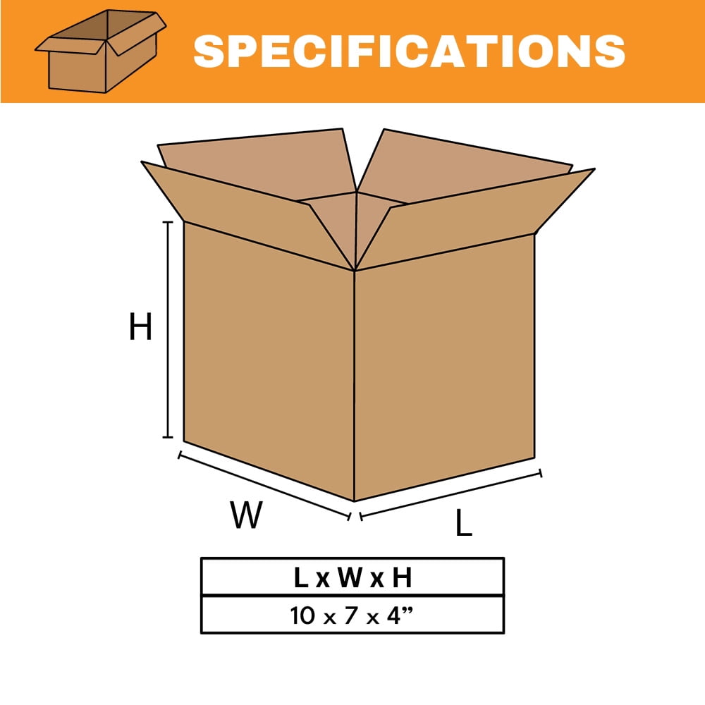 SSBM 10" x 7" x 4" ECT-32 Kraft Corrugated Shipping Boxes 25/Case