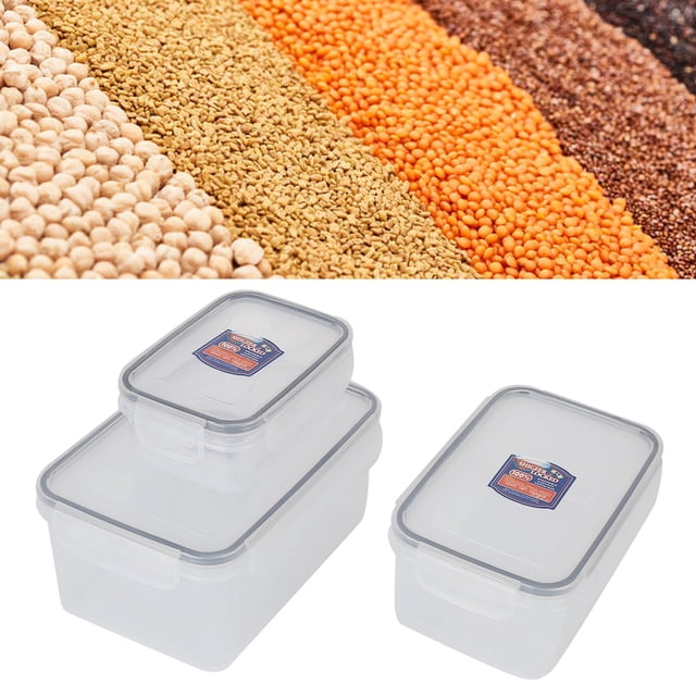 Contenedores de almacenamiento de alimentos 3 unidades/juego de cajas herméticas transparentes de almacenamiento de alimentos con tapa de bloqueo para harina arroz azúcar ANGGREK Otros