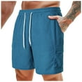 thumbnail image 3 of HCNTES Men's Casual Fashion Quick Dry Slim Fit Hybrid Flat Front Shorts(Blue,XXL), 3 of 6