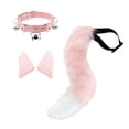 thumbnail image 4 of Conjunto de orejas y cola falsas para disfraz de cosplay, gargantilla de cuello de cuero sintético de felpa para disfrazarse Rosa, 4 of 9