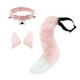 thumbnail image 4 of Conjunto de orejas y cola postizas para disfraz de cosplay, tocado de cuero sintético tipo gargantilla. Rosa, 4 of 9
