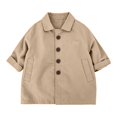 thumbnail image 2 of EnJoCho Boys Girls Lapel Trench Jacket Kids Button Down Outerwear Mid Length Casual Windbreaker Coat With Side Pockets For Fall Winter Holiday Daily Wear, 2 of 4