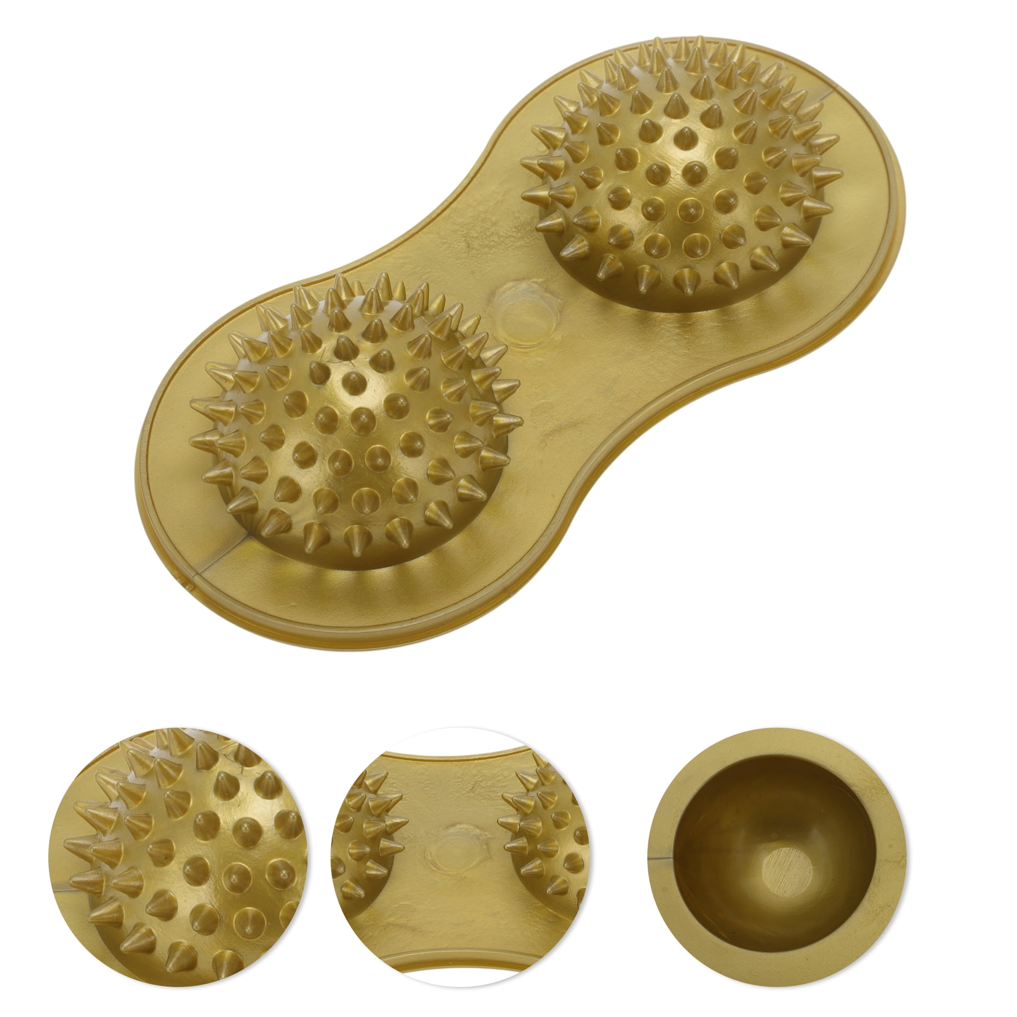 Unique Bargains Durable Useful 1 Pc Double Sphere Foot Massager for Home Gold Tone