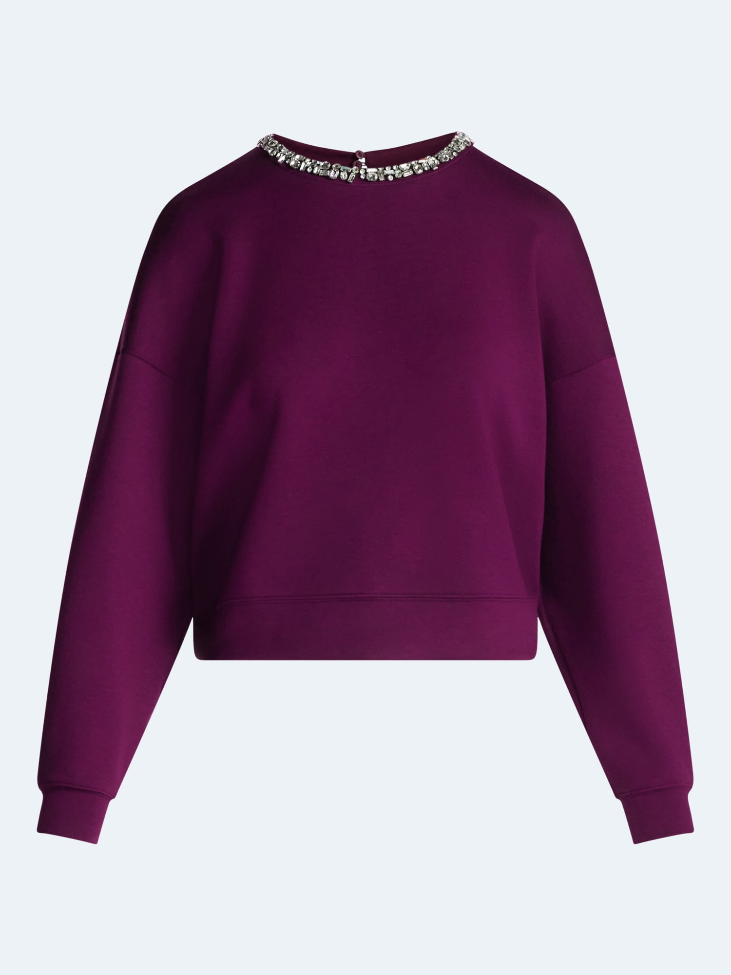 Scoop Women's and Women's Plus Scubaknit Embellished Sweatshirt, Sizes XS-4X