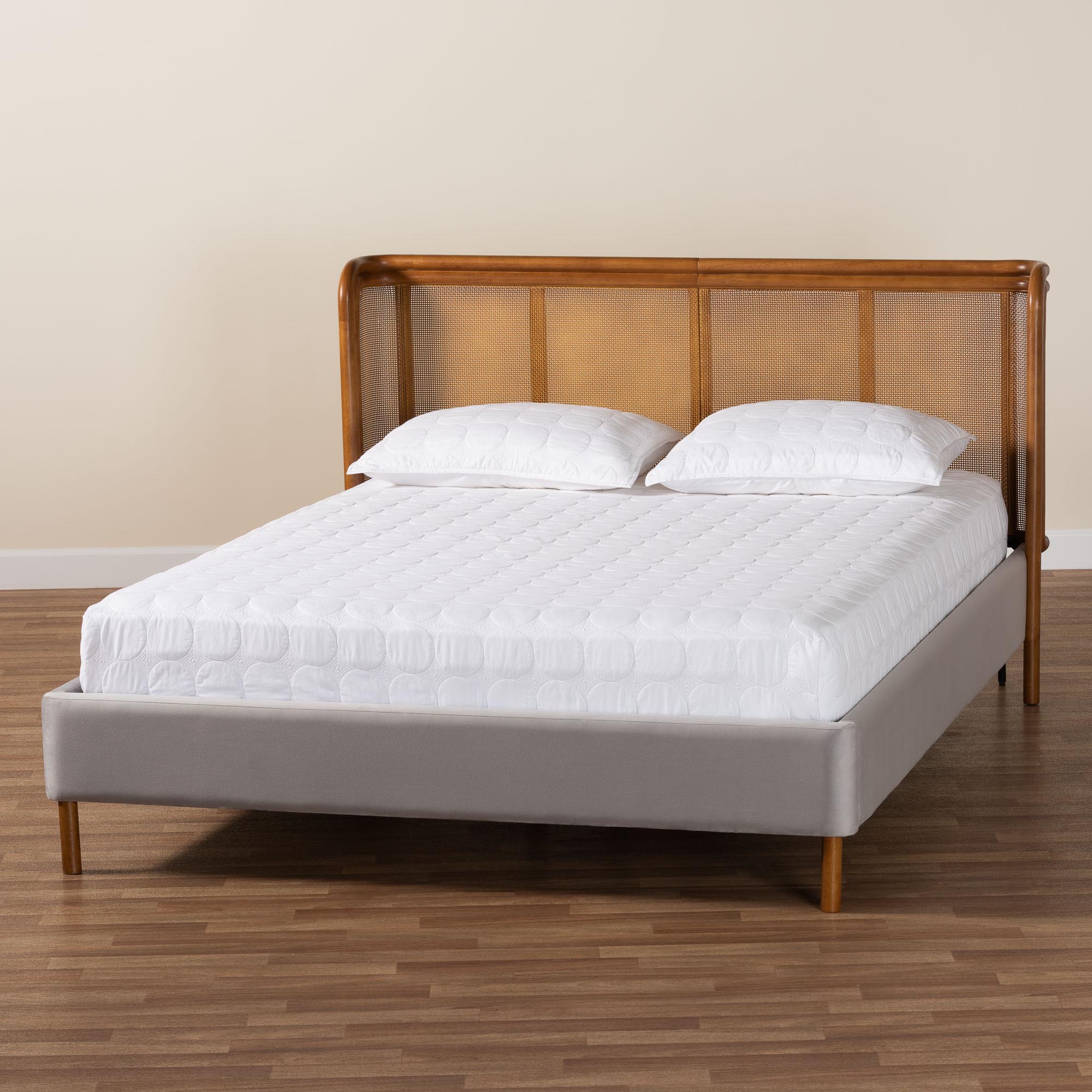 Baxton Studio Harrell Mid-Century Platform Bed, Queen, Walnut Brown