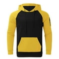 thumbnail image 3 of IYTR Men's Contrast Color Sweater Set Slim Long Sleeve Hooded Drawstring Sweater Pants Casual Sports Two Piece Set Yellow XXXL, 3 of 4