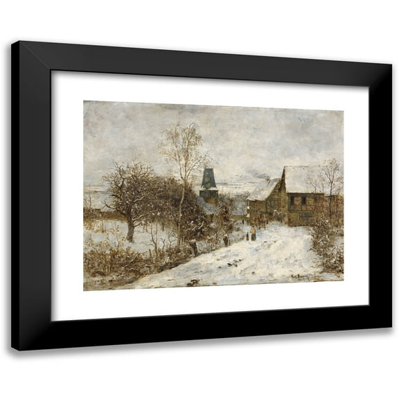 Paul Baum 14x11 Black Modern Framed Museum Art Print Titled - Oberweimar in Winter (Approx. 1882-83)