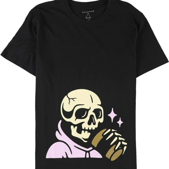 Elevenparis Mens Skeleton Graphic T-Shirt, Black, Large