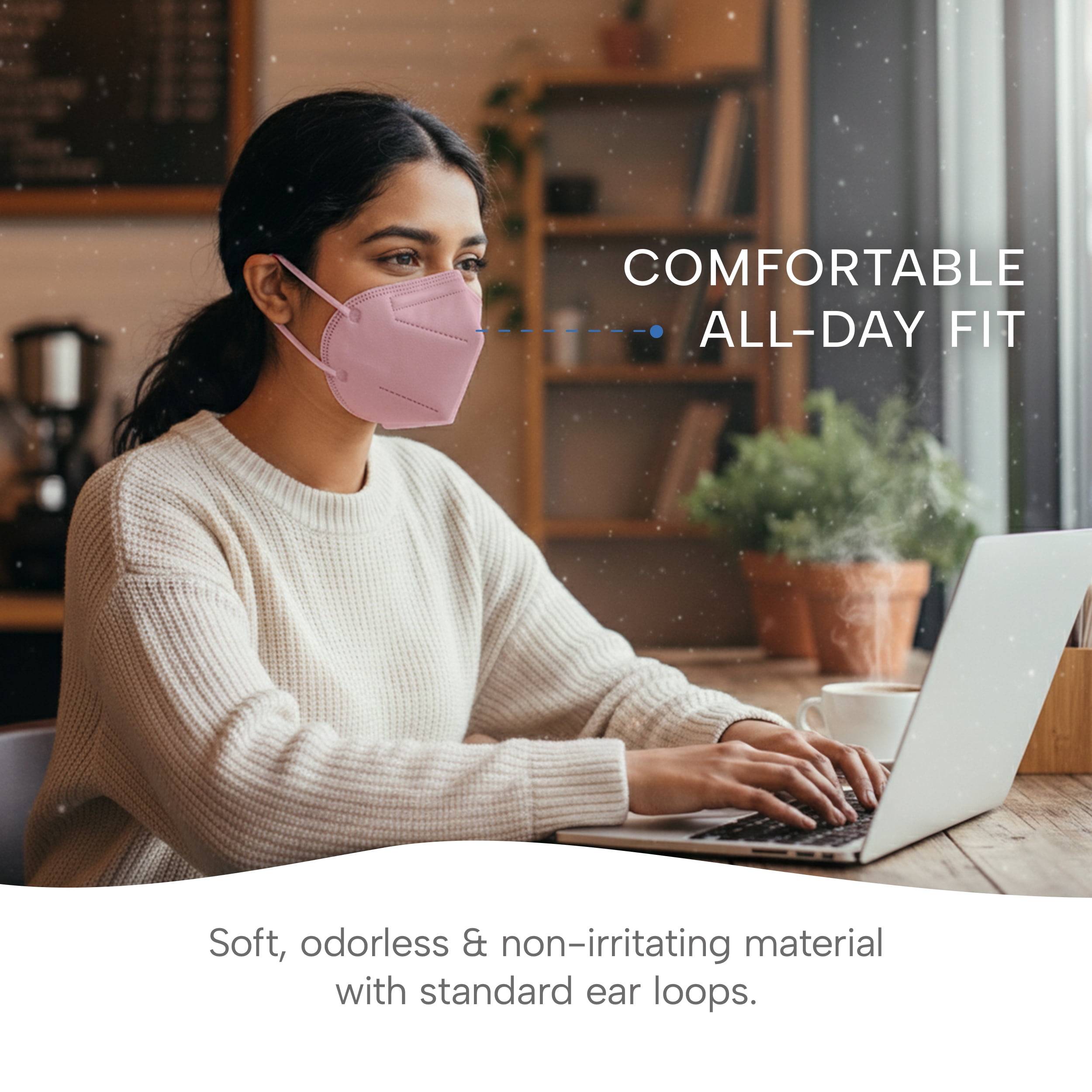 WellBefore Welcome Series KN95 Face Mask, Pink, Medium, Pack of 50
