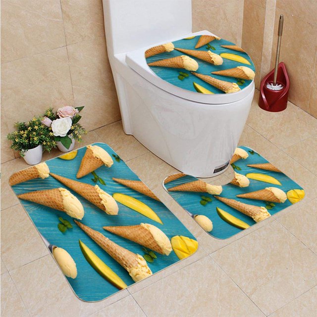 Juego de alfombras de baño ABPHQTO Textura de conos de helado de mango 3 piezas