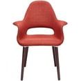 thumbnail image 5 of 2xhome Mid Century Modern Upholstered Fabric Organic Accent Living Room Dining Arm Chair with Dark Natural Wooden Legs, Orange, Set of 1, 1 piece, 5 of 5