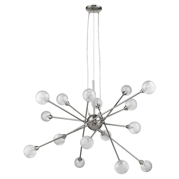 Galaxia 16-Light Brushed Nickel Chandelier With Spun Filament Glass Globe Shades