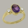 thumbnail image 2 of LBG British Made 10k Yellow Gold Natural Amethyst & Cubic Zirconia Womens Anniversary Ring - 33 size options - Size 4.75, 2 of 6