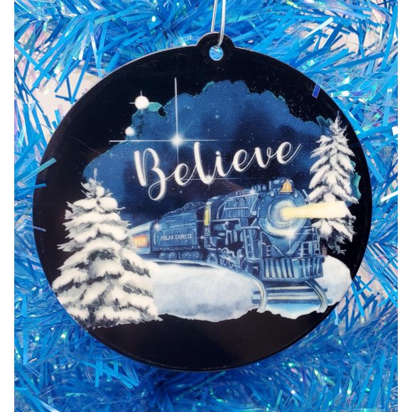 North Pole Express Train Themed Christmas Ornament - Believe