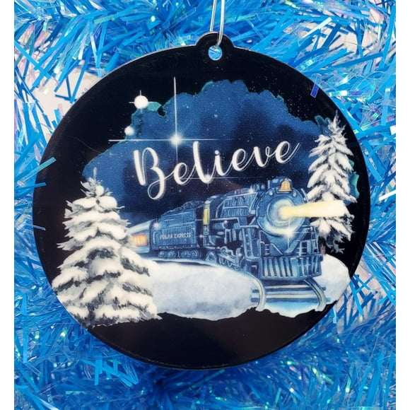 North Pole Express Train Themed Christmas Ornament - Believe