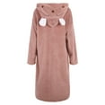 thumbnail image 6 of Womens Double Pocket Hooded Flannel Robe Soft Warm Reversible Lounge Wear Home Bathrobe, 6 of 9