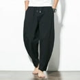 thumbnail image 3 of Pantalon de Lin Décontracté Décontracté Léger à Taille Élastique pour Hommes, 3 of 4