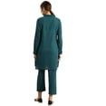 thumbnail image 3 of eloria Women's Fashion Solid Collared Neck Design Kurti WithTrouser, Fabric : Cotton, Color : Teal, Size : X-Small, 3 of 8