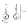 thumbnail image 4 of Bling Jewelry Womens Dangling Round Bead Ball Drop Earrings Silver 8MM Leverback, 4 of 5