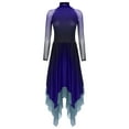 thumbnail image 3 of Oyolan Women Asymmetrical Praise Dance Dress Long Sleeve Contemporary Dance Costumes Royal Blue L, 3 of 5