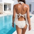 thumbnail image 4 of Women's Tankini Swimsuits Textured Flowy Halter Bikini Set Tummy Control Modest Bathing Suits, 4 of 7
