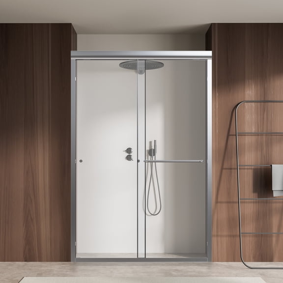 44-48" W x 72" H Semi-Frameless Double Sliding Shower Door, 1/4" Tempered Glass