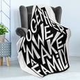 thumbnail image 4 of Family Soft Flannel Fleece Throw Blanket, Together We Make a Family Shaped as a House Lettering Hipster Design, Cozy Plush for Indoor and Outdoor Use, 50" x 70", Black and White, by Ambesonne, 4 of 5