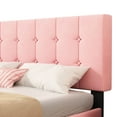 thumbnail image 2 of Unizone Queen Bed Frame with Upholstered Headboard, Button Tufted Design, Pink, Velvet, 2 of 12