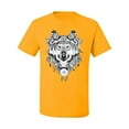 thumbnail image 2 of Drawn Tribal Wolf Animal Lover Men's Graphic T-Shirt, Gold, 5XL, 2 of 3