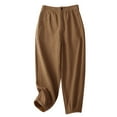 thumbnail image 2 of Wycnly Womens Long Pants Business High Waist Button Loose Wide Leg Straight Trousers Casual Solid Cotton Linen Pants with Pocket Orange l, 2 of 6
