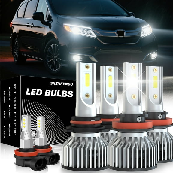 For Honda Odyssey 2011-2019 2020 LED Headlight High Low Beam Fog Light Bulbs Kit 6000K White 500% Brighter than Halogen 6Pack
