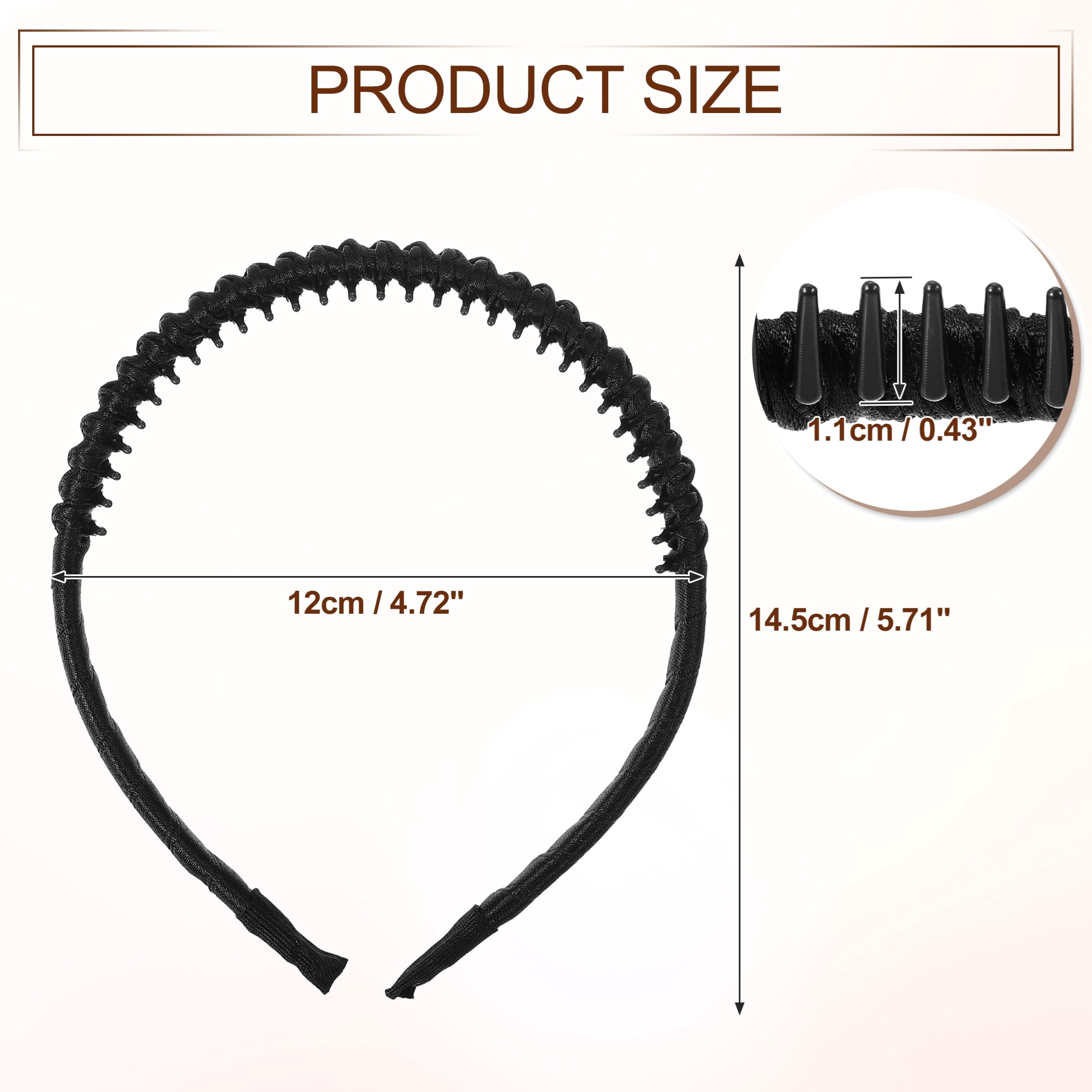 Unique Bargains 4 Pcs Non-slip Braided Teeth Comb Headband