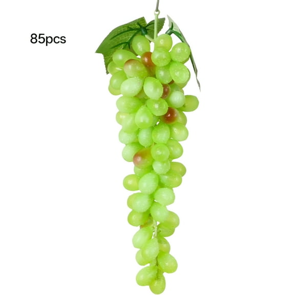 LAMIRO 1Pc Bunch Grape Artificial Fruit Food Lifelike Fake Fruits Plant 85 Grapes for Wedding Party Home Office Decoration Accessories Green Grapes