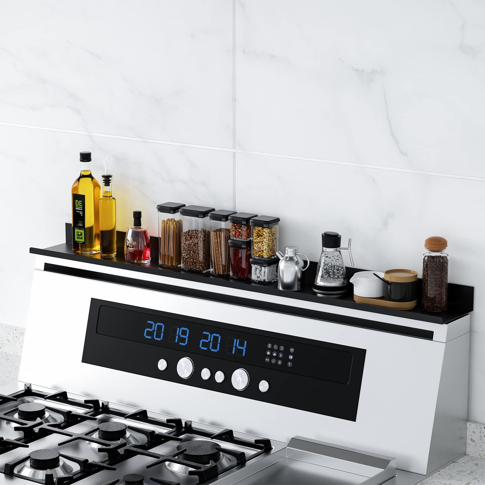 JNIHEEP Kitchen Shelf for Stove Magnetic Shelf for Kitchen Stove with Easy Installation Metal Black Kitchen Storage Organization for Stovetop 30 Length Walmart