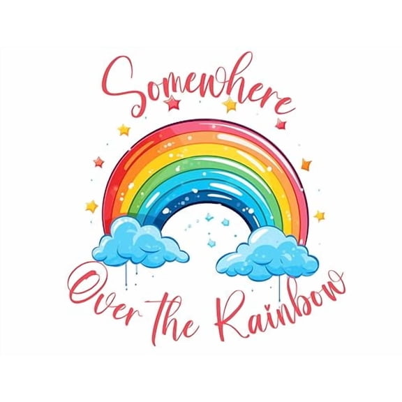 Somewhere Over The Rainbow in Red Edible Cake Topper-1/4 Sheet