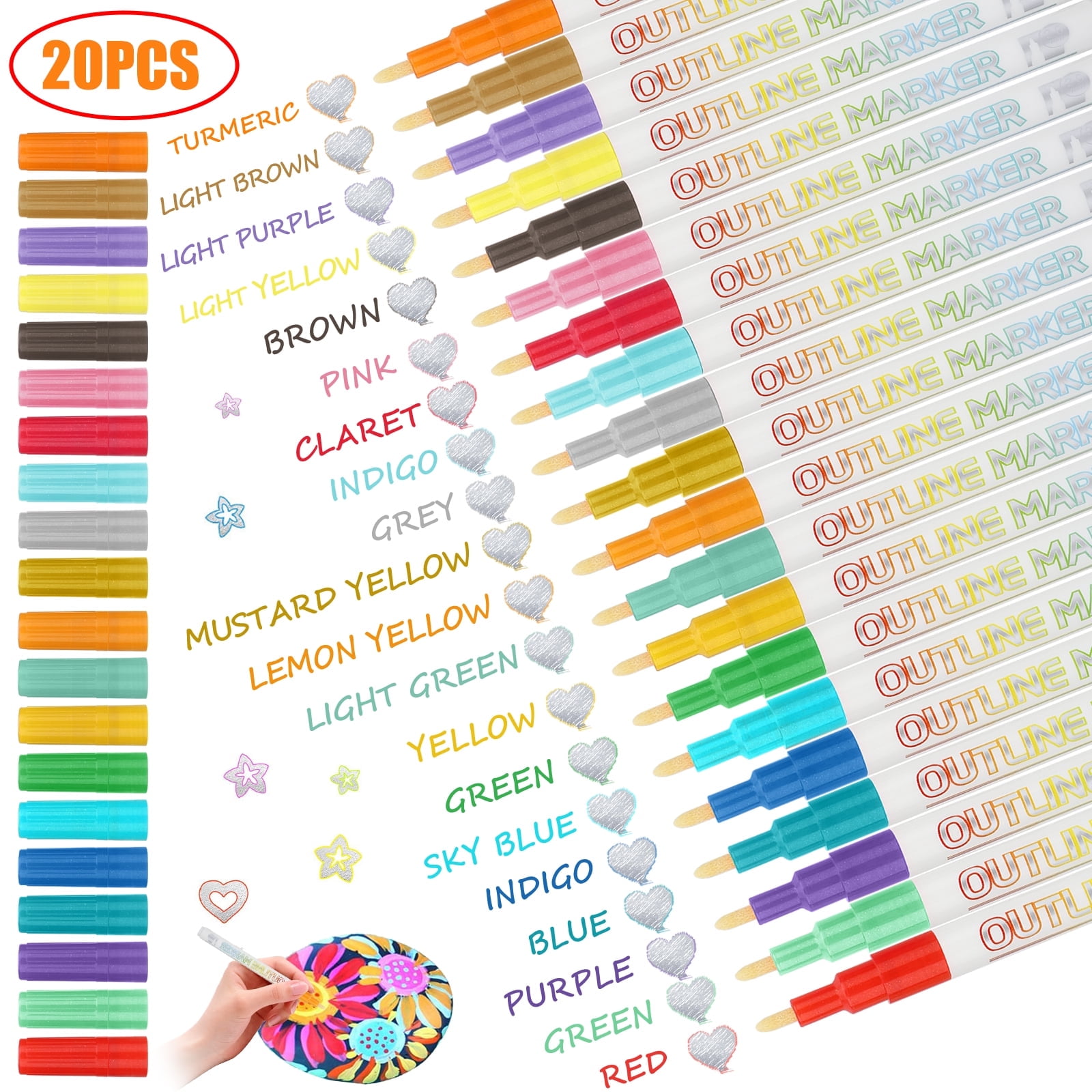 Acrylic Paint Pens for Rock Painting, Set of 20 Paint Markers for Craft Supplies, DIY Project, Doodling Writing