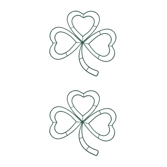 OUNONA 2pcs Green Four-Leaf Iron Wreath Frame St. Patrick's Day DIY Shamrock Metal Wreath Form for Irish Festival Door Decor