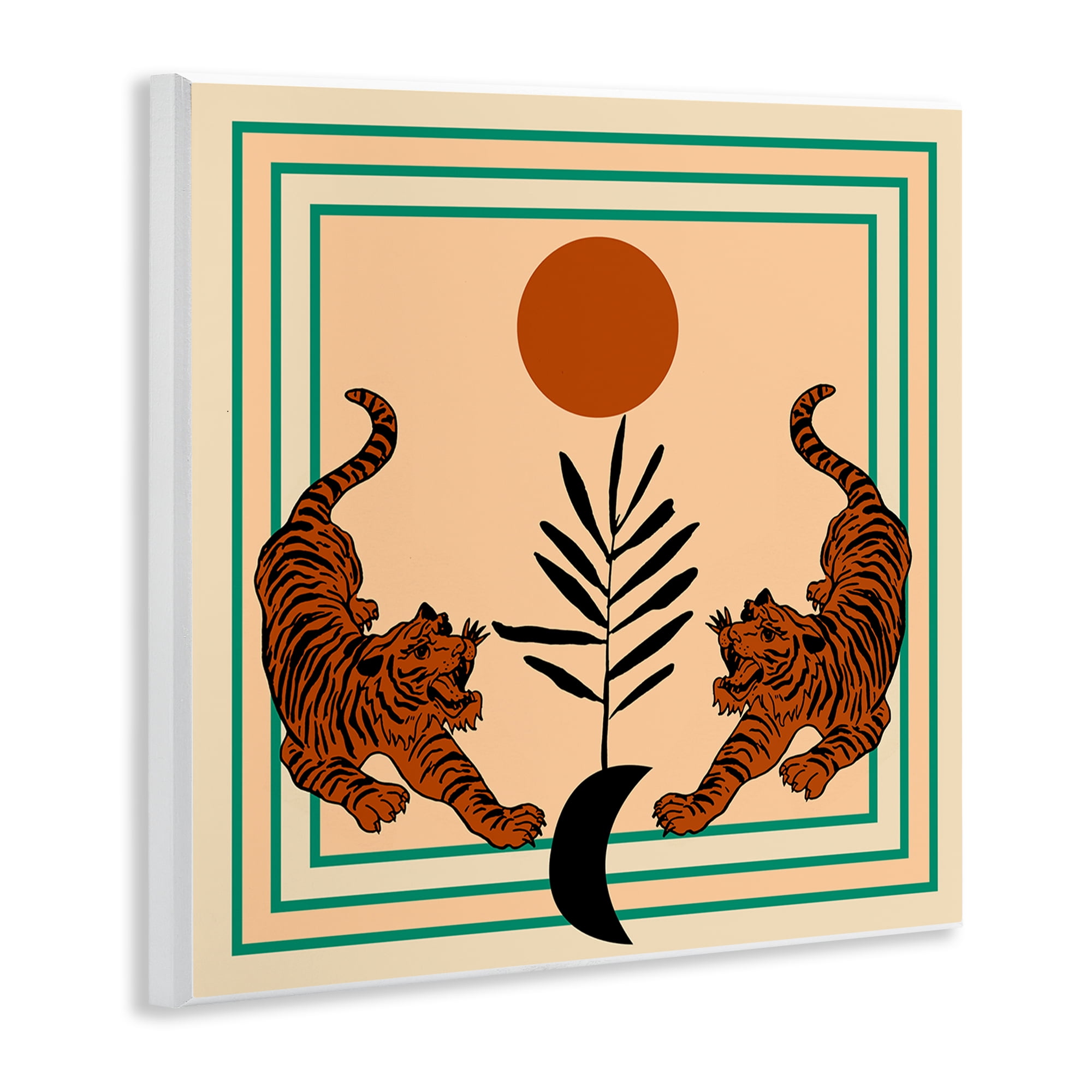 Stupell Industries Symmetrical Tropical Tigers Animals Painting Unframed Art Print Wall Art, 12 x 12