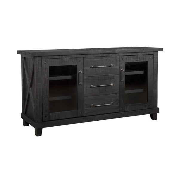 Yanez Industrial Sideboard in Charcoal - Solid Wood