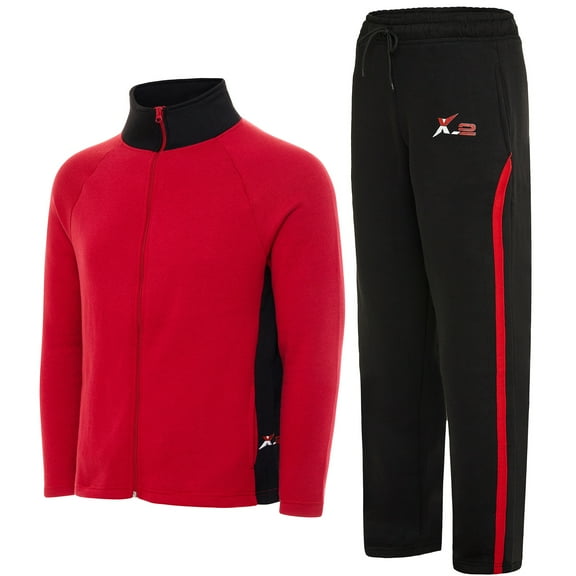 Notus Men’s Track Suits Set 2 Piece sweatsuits 2-piece set Jogger suit for men jogging suits for men 2 piece Sweatpants Sweat Suits Collar fleece tracksuit Black Red L