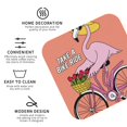 thumbnail image 4 of Honeii Flamingo Riding a Bicycle Print Leather Coaster Set of 6, Ideal for Safeguarding Your Furniture from Drinks Spills and Effortless Cleanup,Square, 4 of 6