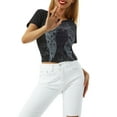 thumbnail image 4 of Liacowi Women Graphic Crop Tops Cute Print Crew Neck Short Sleeve T-Shirts Girls Teen Aesthetic Summer Clothes Streetwear, 4 of 9