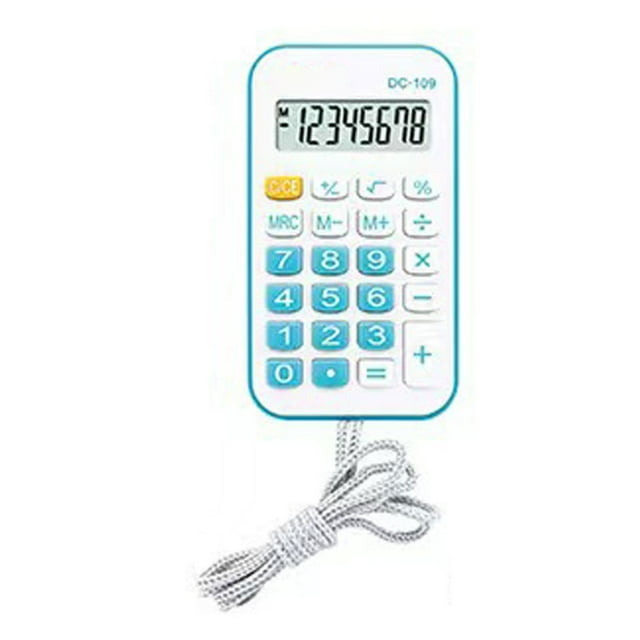 SuChun Pouches For Organization Small Portable Calculator Simple Fashionable Design With Rope For Students Use Material Portable Mini Cute With Rope Student's Neck Hanging Calculator Blue