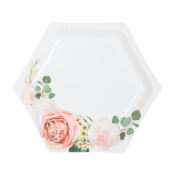 Blush Floral Dessert Plates 8Pc - Party Supplies - 8 Pieces