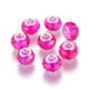 thumbnail image 1 of Handmade Glass European Beads Large Hole Beads Silver Color Brass Core Magenta 14x8mm Hole: 5mm, 1 of 2