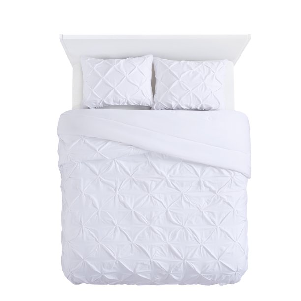 Better Homes And Gardens White Cotton Pintuck 3 Piece Comforter Set King Walmart Com Walmart Com