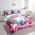 thumbnail image 3 of Manfei Kawaii Salamander Bedding Comforter Set 7 Pieces for Preppy Child,Cartoon Animal Full Bedding Set Lightweight,Pink Blue Fitted Sheet Flat Sheet,Microfiber Bedroom Decor,Reversible, 3 of 8