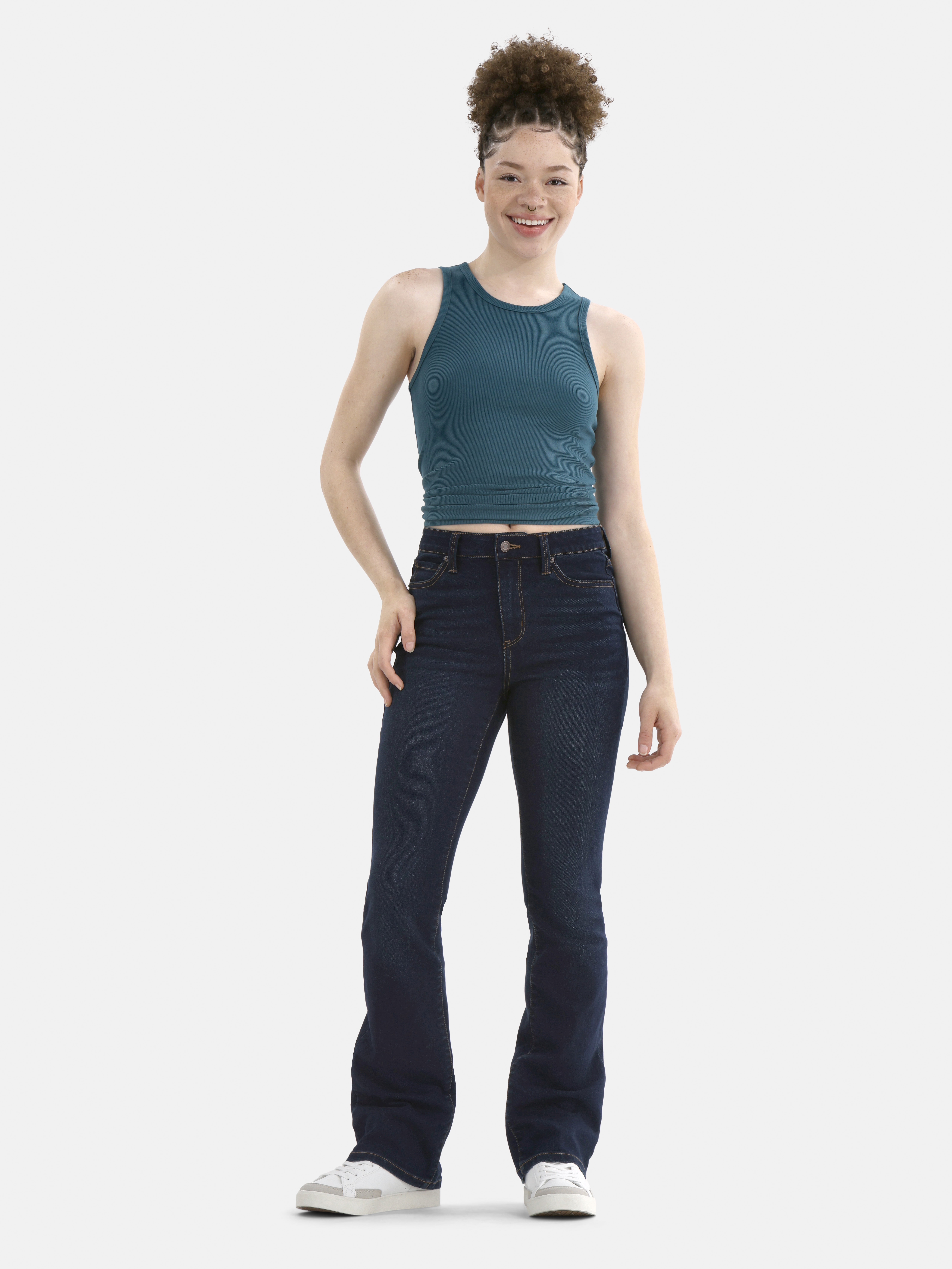 No Boundaries Ribbed High Neck Tank Top, Women's